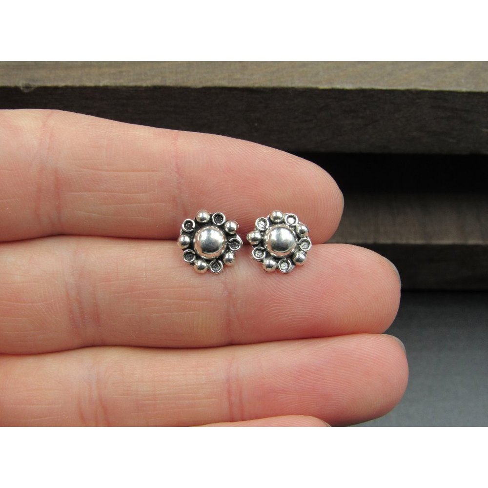 Sterling Silver Flower Small Stud Earrings